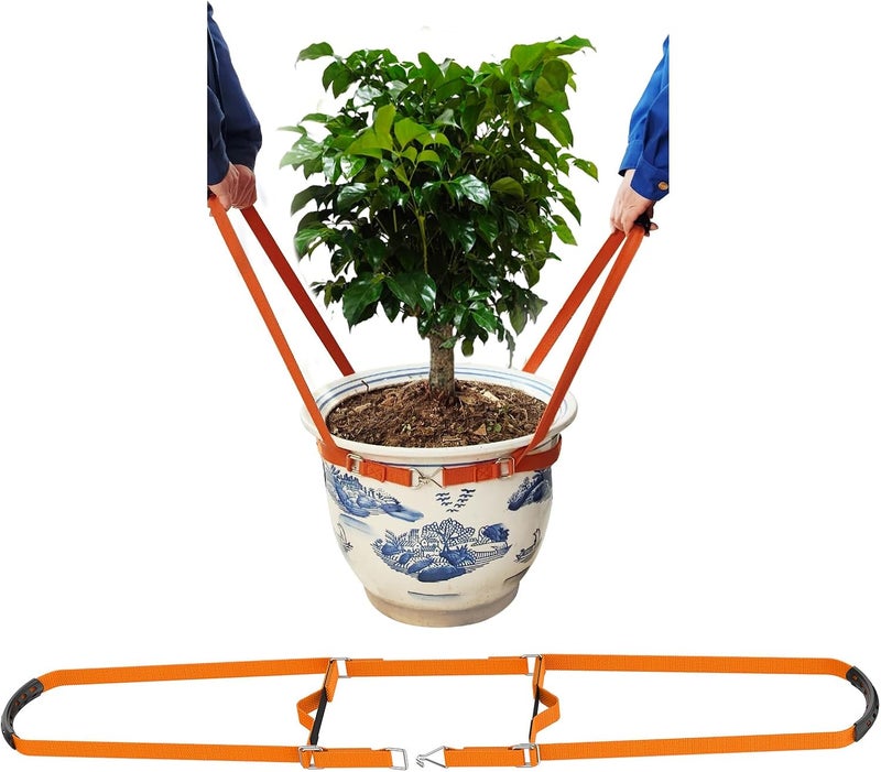 BBpara Potted Plant Mover，Plant Lifting Straps for Garden Flower Pots, Planters，Rocks, Trees，Easily Lift and Move Heavy Items Up to 150 Pounds，Small Size, Orange, Patent Pending - Image 1